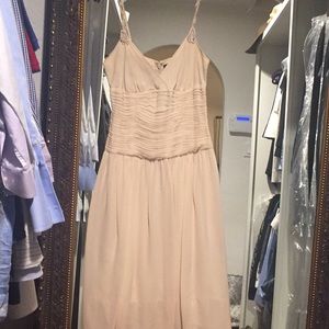 Spaghetti Strap nude silk dress.